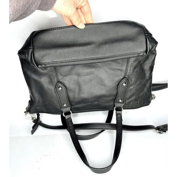 Giani Bernini Black Leather Hand Bag Pebbled Leather Good Used Condition - Picture 7 of 8